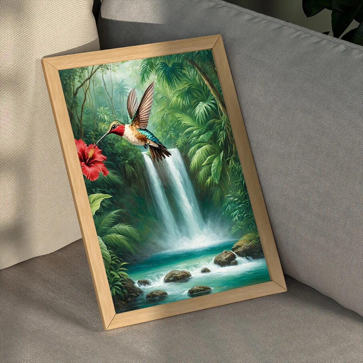 Hummingbird and hibiscus fine art artwork for refined interiors