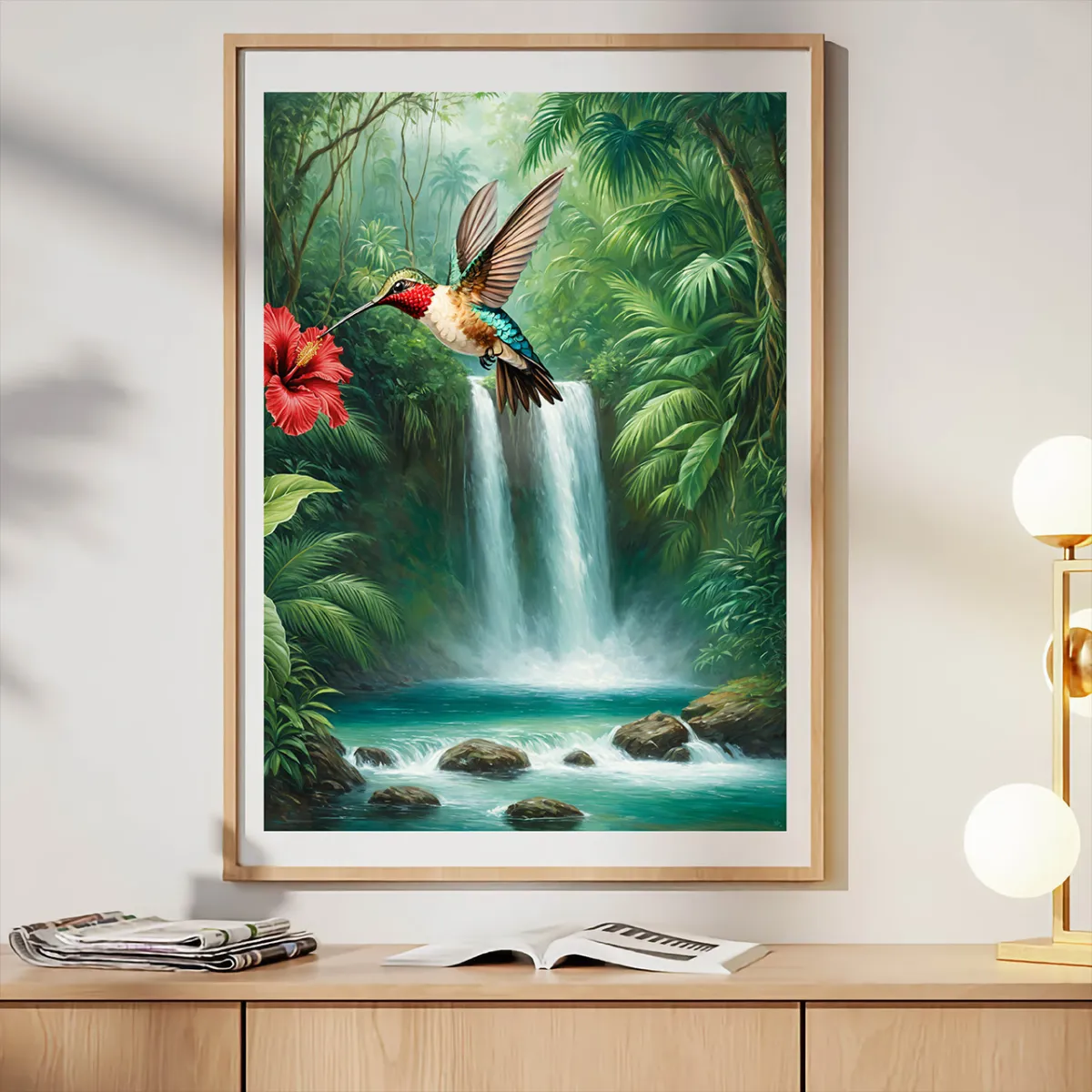 High-resolution hummingbird artwork for large-format printing