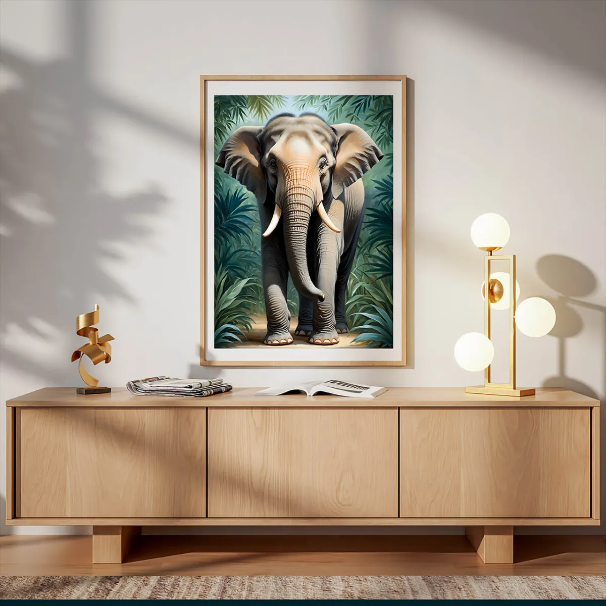 Tropical elephant artwork for refined interior decor