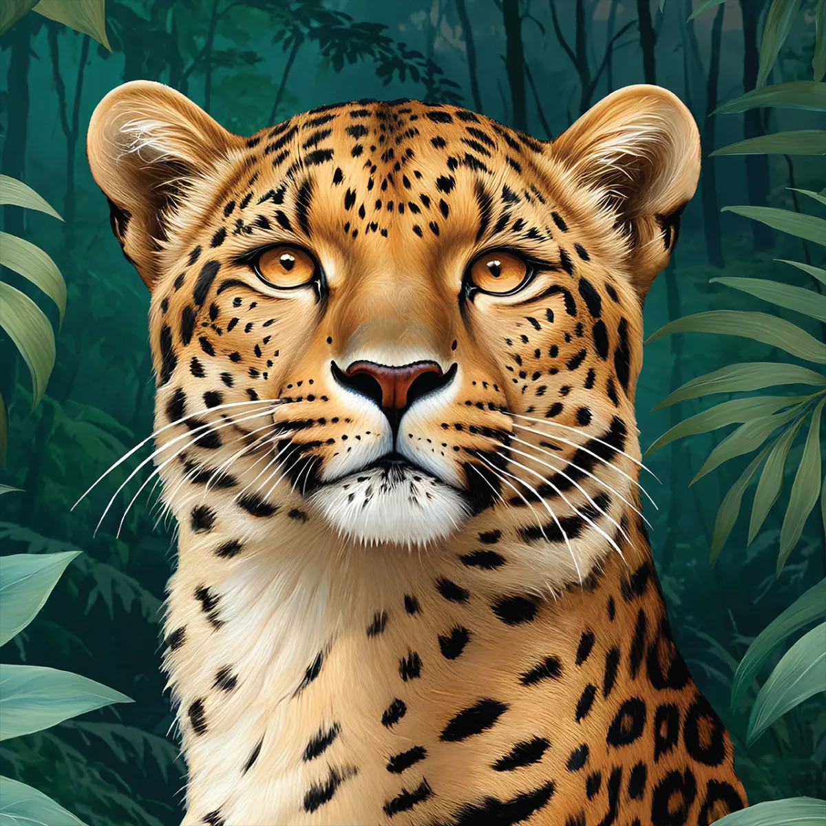 Tropical leopard illustration fine art print