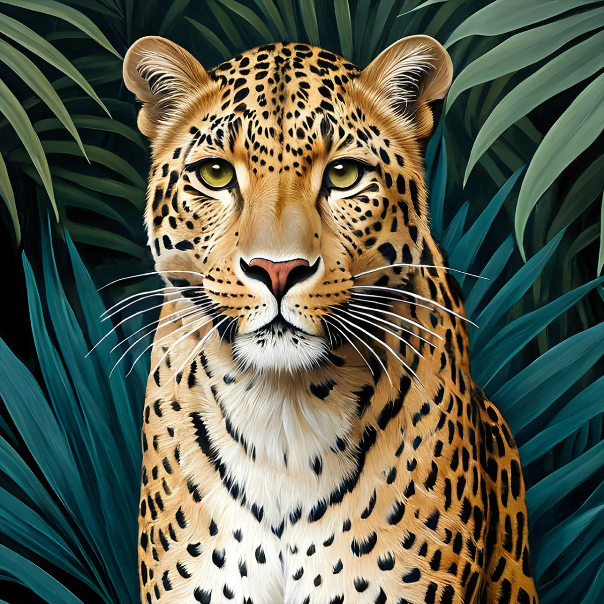 Cinematic tropical leopard poster digital download