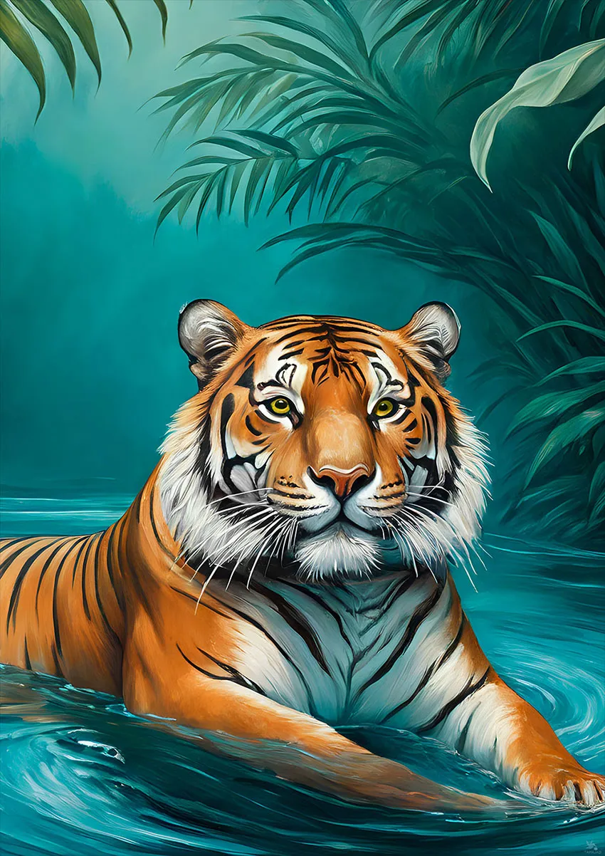 Tiger wall art printable, high resolution poster up to A0