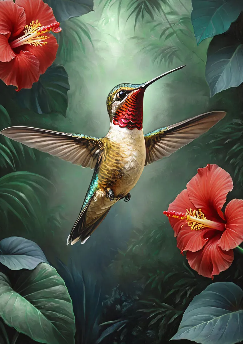 Hummingbird wall art printable, fine art poster A0