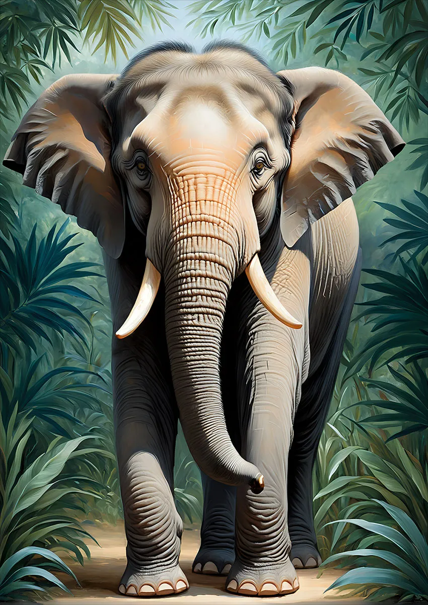 Elephant wall art printable, fine art poster up to A0