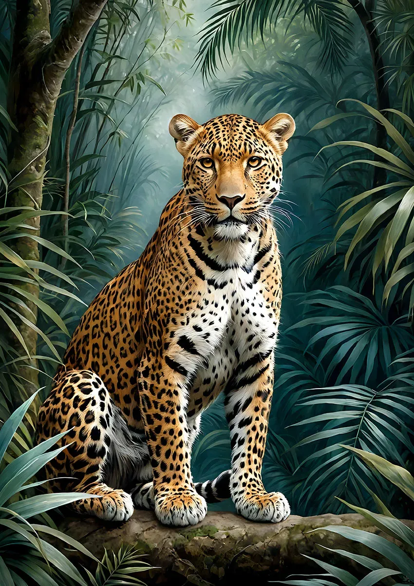 Leopard illustration printable, fine art poster up to A0