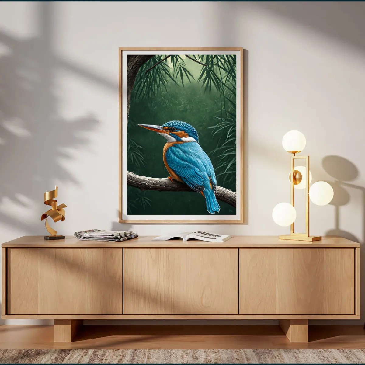 Thailand Wildlife poster featuring colorful kingfisher bird