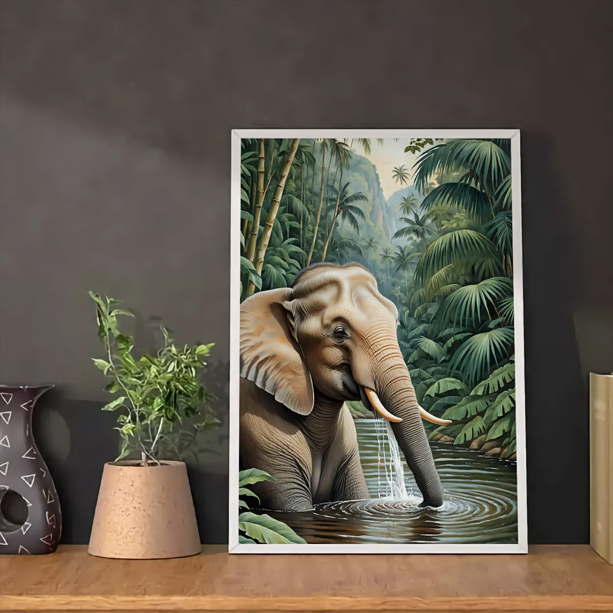 Tropical elephant face artwork printable wall decor
