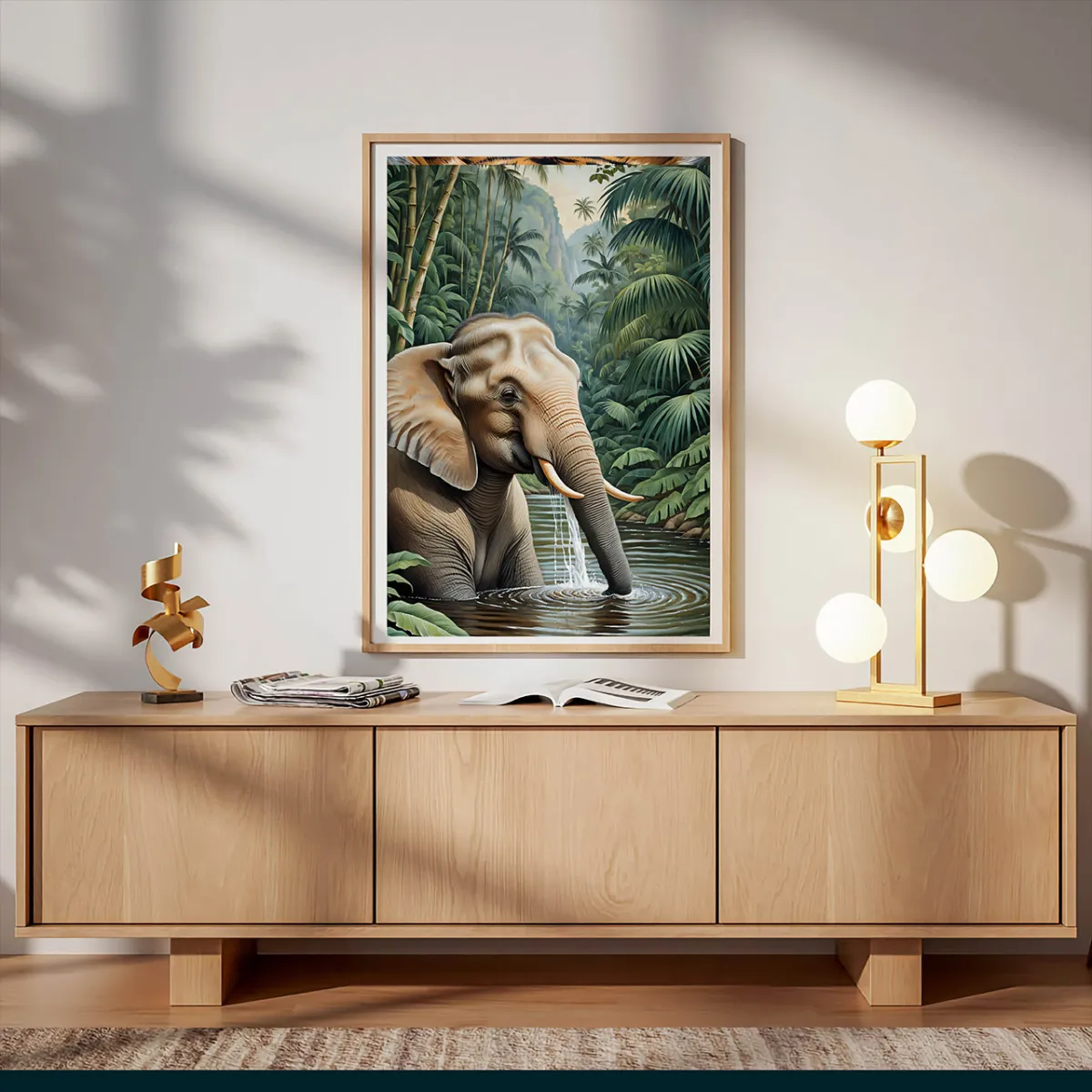 Elegant Asian elephant artwork for safari-inspired decor