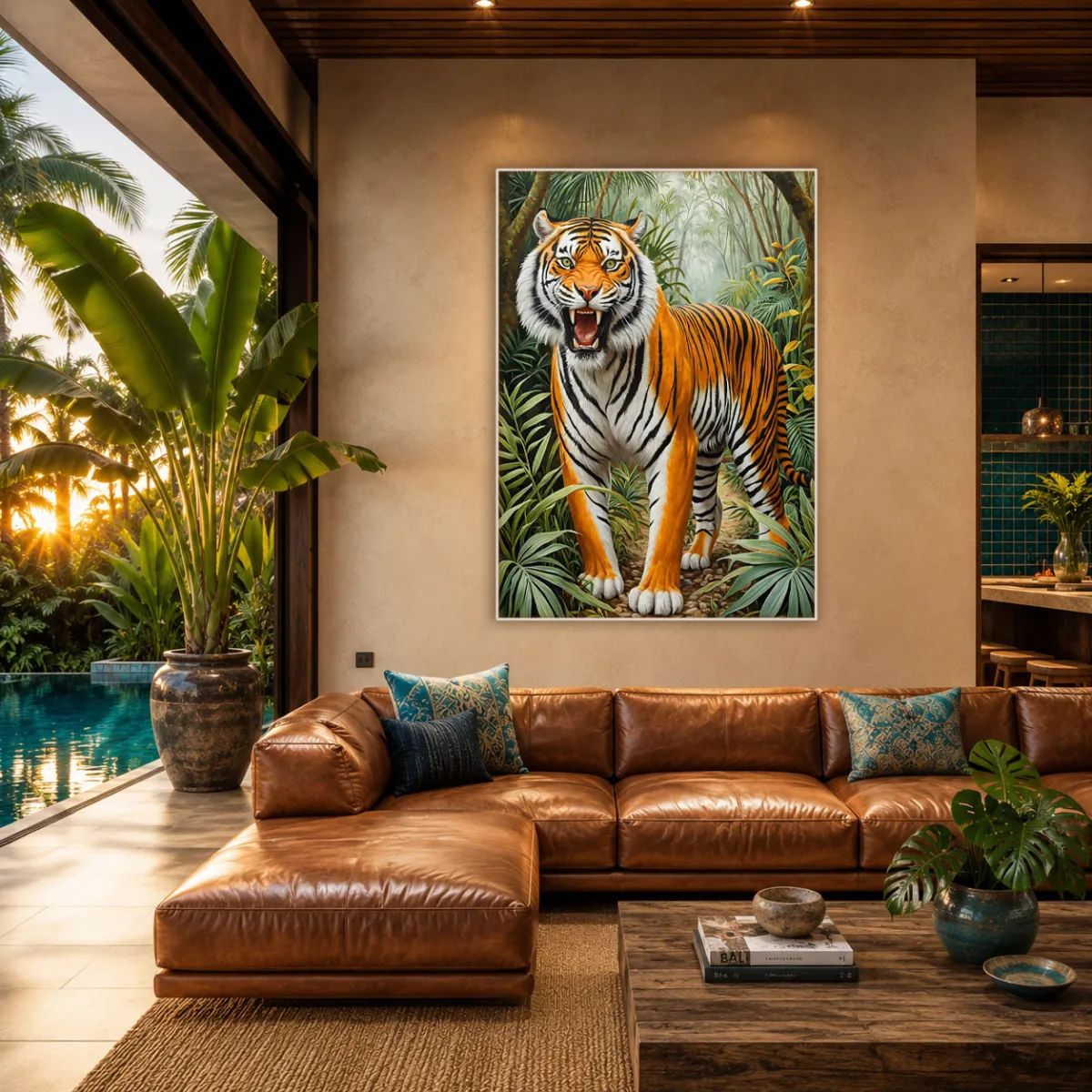 Luxury tropical villa with TIGER’S DOMAIN tiger artwork