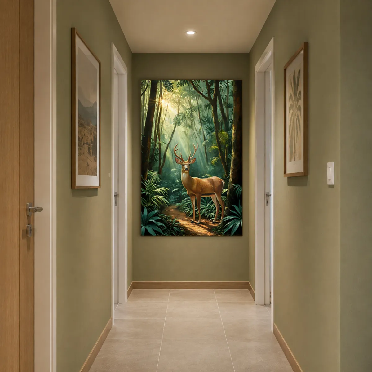 TAMAJAD "SILENT MORNING" fine art print showcased in a modern corporate hallway.