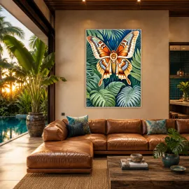 Contemporary luxury living room showcasing large-format wall art for interior designers, architects and high-end residential design inspiration.