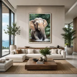 Contemporary luxury living room showcasing large-format wall art for interior designers, architects and high-end residential design inspiration.