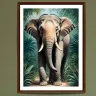 Elephant walking through tropical jungle wall art