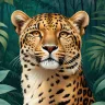 Tropical leopard illustration fine art print