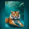 Stylized tiger portrait inspired by Southeast Asian wildlife