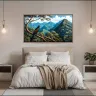 Panoramic tropical forest decor with black jungle bird