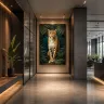 Atmospheric leopard jungle artwork for boutique interiors