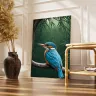 Tropical bird wall decor in elegant living room interior