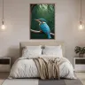 Kingfisher jungle artwork displayed above modern sofa