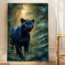Atmospheric jungle panther wall decor in living room