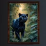 Tropical jungle scene with majestic black panther walking