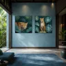     Luxury interior mockup featuring two square leopard wall artworks displayed side by side
