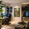 Modern gaming room featuring TIGER’S DOMAIN tiger wall art.