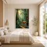 Eld’s deer wildlife art print framed above a low coffee table in a modern living room.