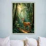 Framed Eld’s deer canvas print featured at the end of an elegant wooden hallway.