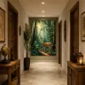 Framed TAMAJAD fine art print "SILENT MORNING" hanging above a beige sofa.