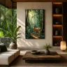 TAMAJAD tropical wildlife art print displayed in a bright, sunlit bedroom.