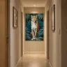 Framed XXL leopard poster for upscale interior design