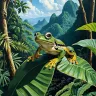 Wallace’s flying frog in tropical rainforest